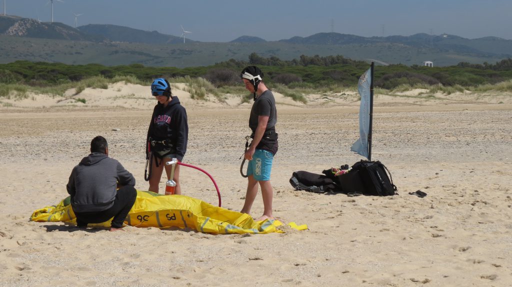 montaje de la cometa de kitesurf
